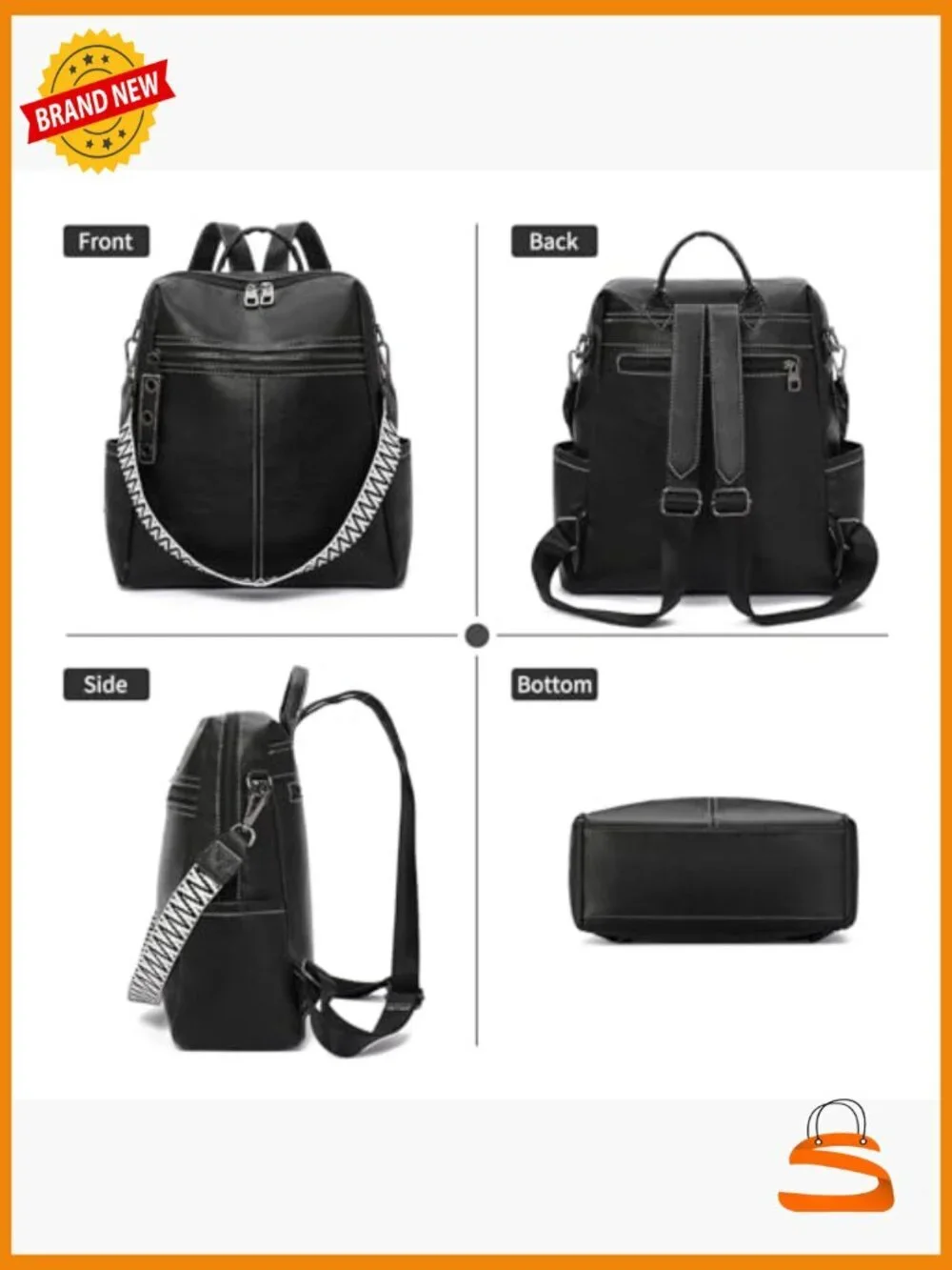 PU Leather Fashion Backpack Travel Daypack for Women Anti-theft